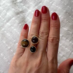 Gold plated ring with tiger eye stones. Stones are from Brazil